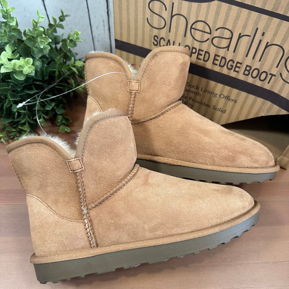 Women's Chestnut Suede Shearling-Lined Ankle Boots